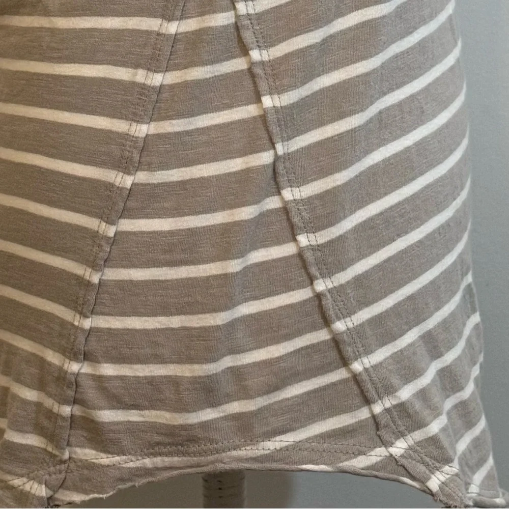 Free People Gray Stripe Crochet Lace Sleeve Long Sleeve — Top Medium - Picture 5 of 8